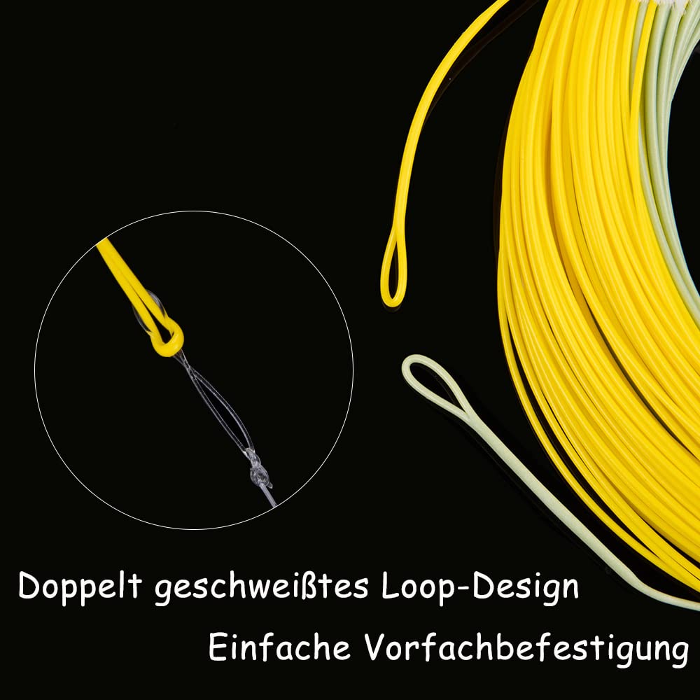 Goture Fliegenschnüre-Fliegenschnur - Schwimmende Fliegenschnur-Fliegenfischen Schnurgewicht nach vorne-Double Welded Micro Loops-Fliegenschnur für Süßwasser Salzwasser 90FT 100FT