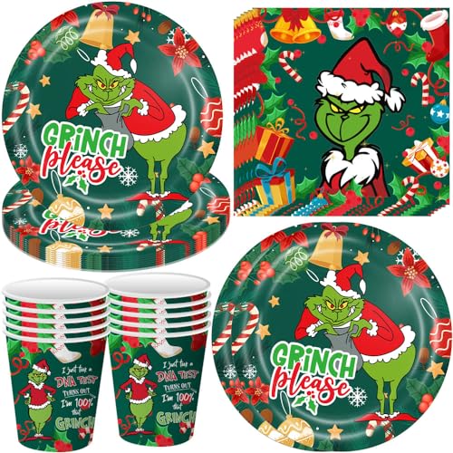 YGCHEN Weihnachten Partygeschirr Weihnachtsdeko Grinch Party Geschirr...