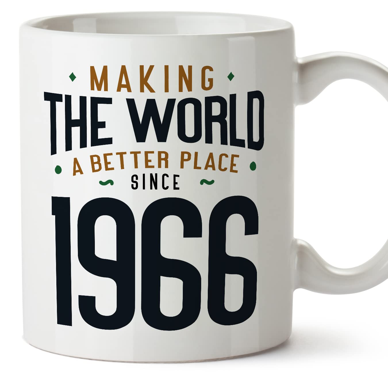 MUGFFINS 1966 Birthday Mug - in English - Making the World a Better Place - Funny Anniversary Present - 11 oz — image 1