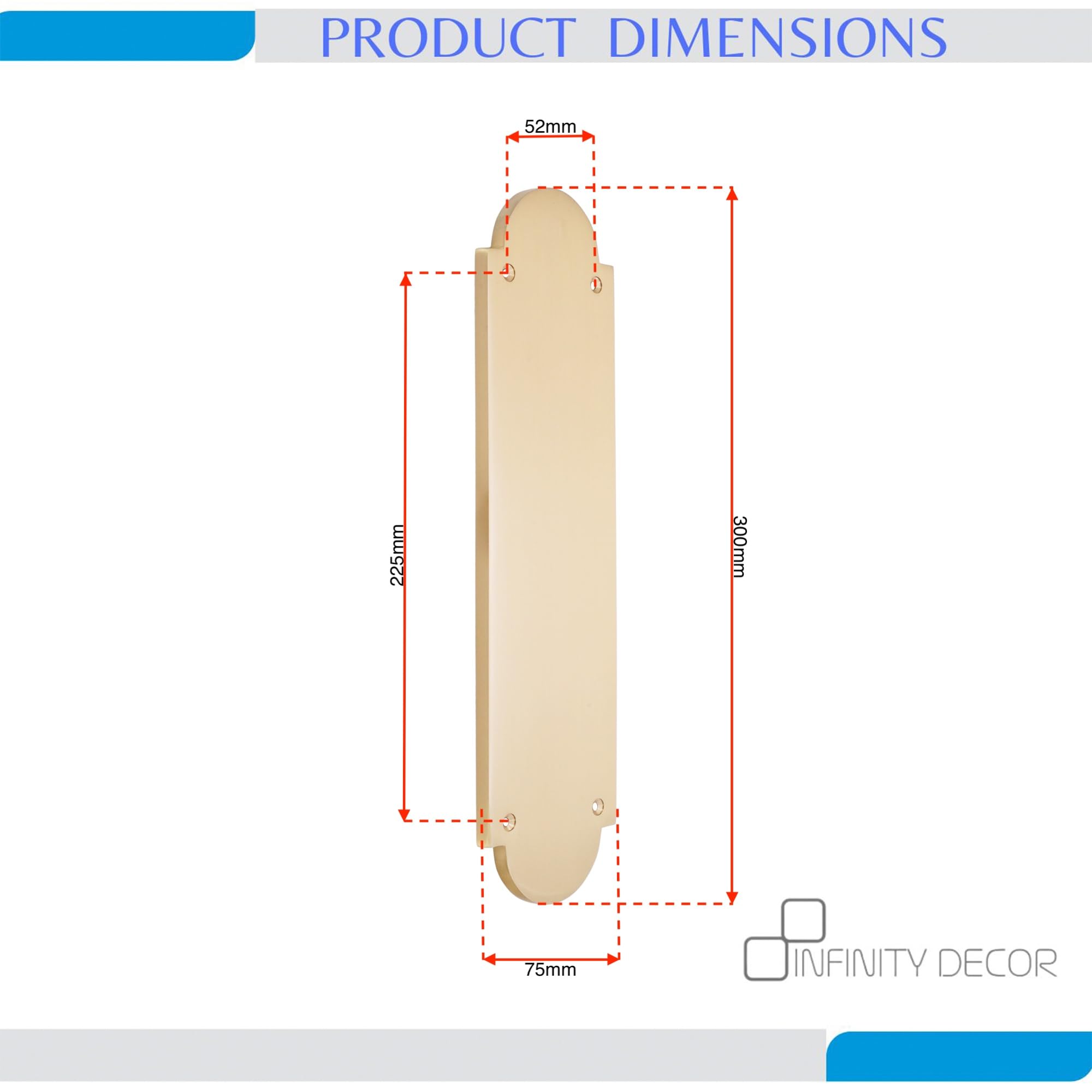 Infinity Decor Laiton massif moulé Style victorien 302 mm x 72 mm pour porte 9 mm d'épaisseur