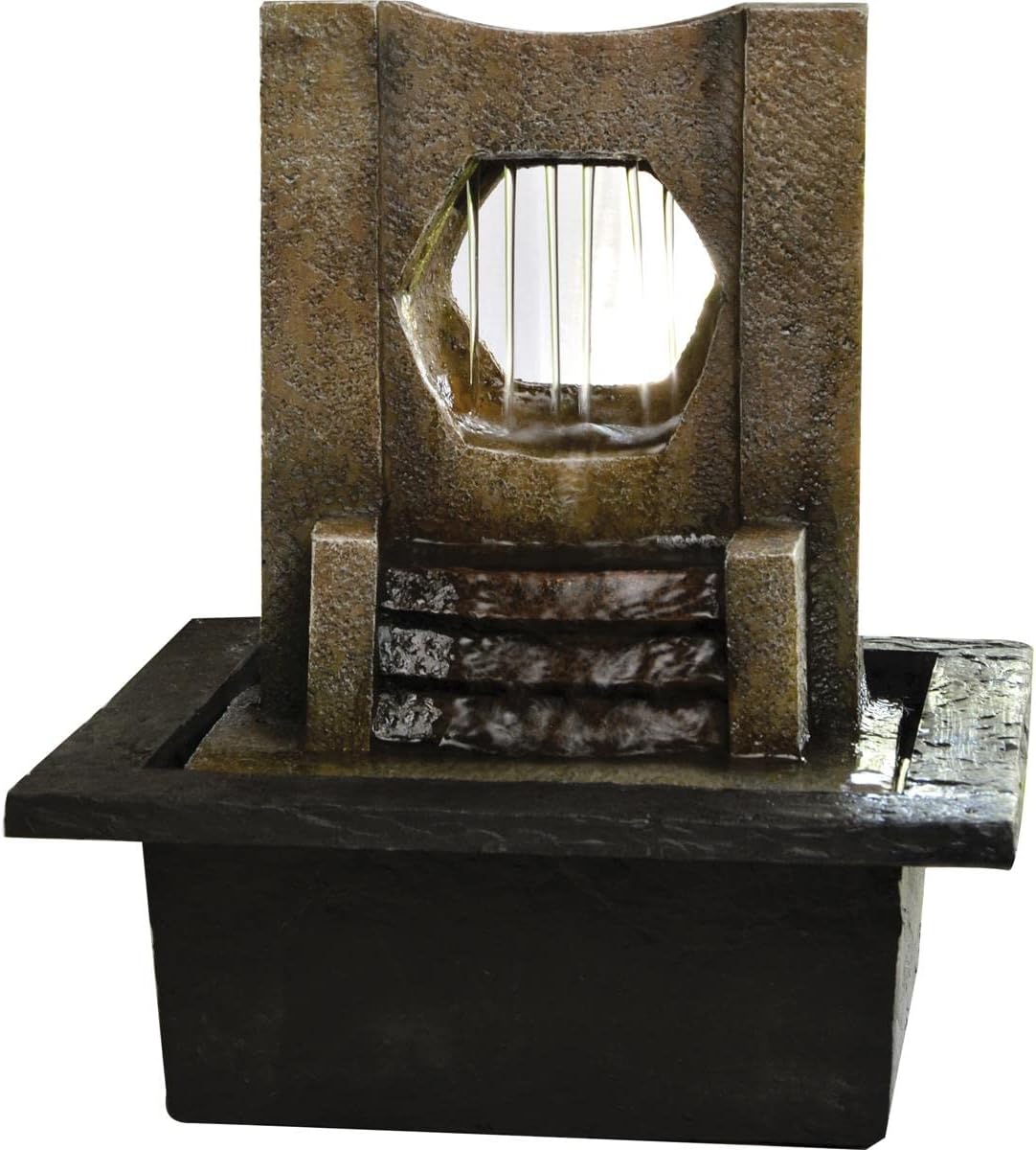 ELK Home 565595 Fountain with water flowing, showcasing its stone and polyresin construction.