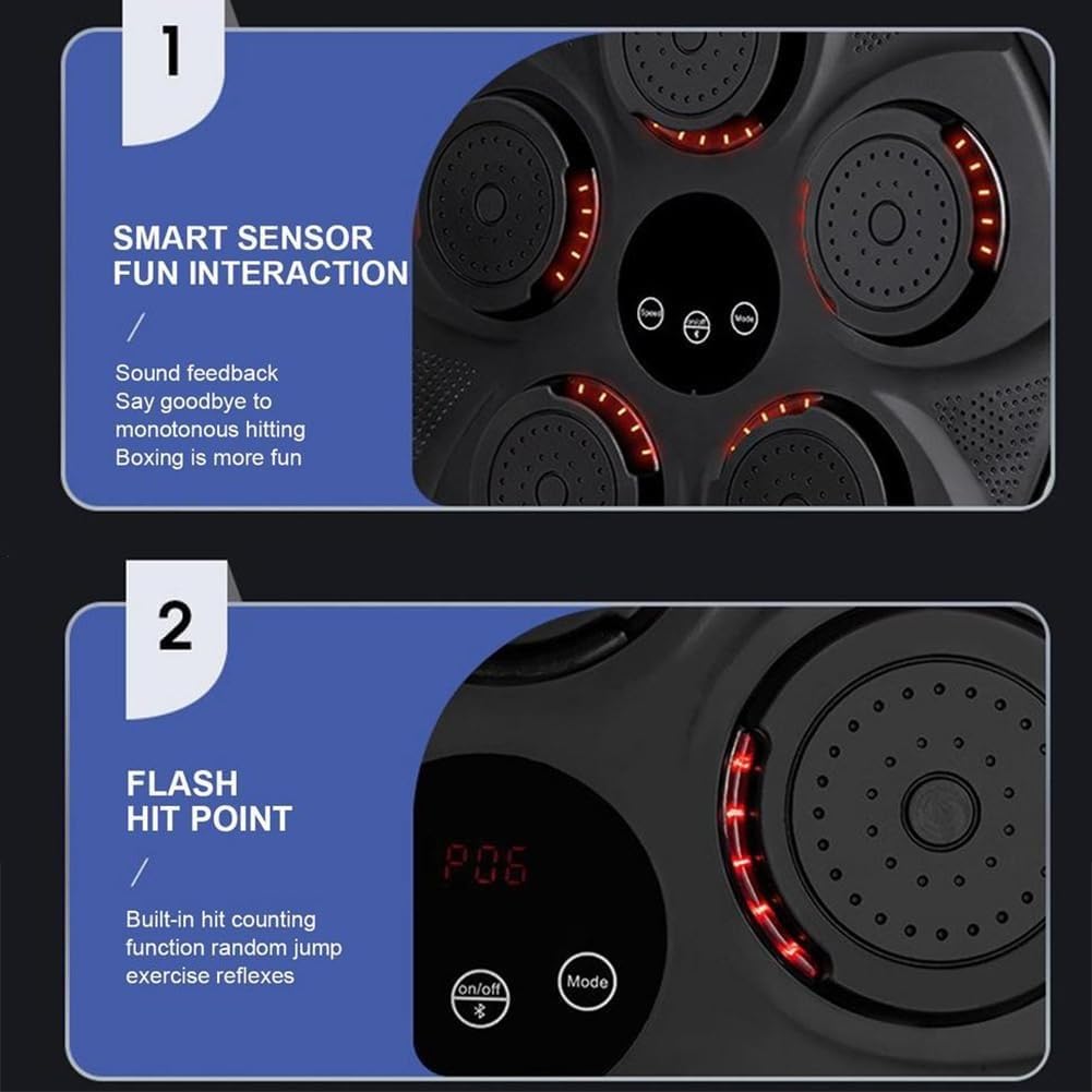 Máquina de boxeo electrónica con música, equipo de entrenamiento de boxeo montado en la pared, aplicación de boxeo para fitness, objetivo de pared con música electrónica para entrenamiento de boxeo