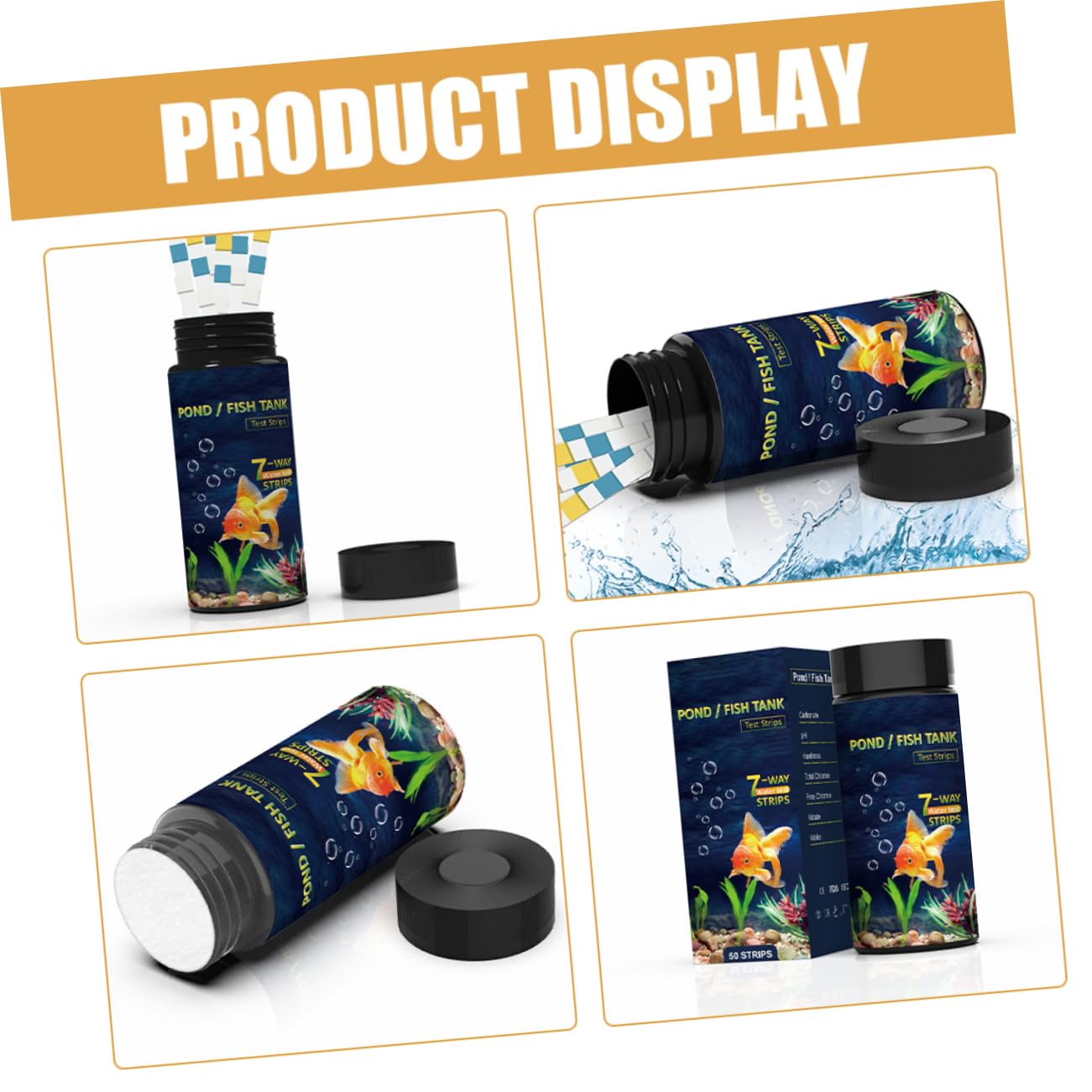Alipis 4 Sätze Teststreifen Für Die Wasserqualität Testen Pool Teststreifen Aquarium Bausatz Erkennung Fisch Tank Aquarienwasser 7-wege-poolwassertester Pvc 50 Stück * 4