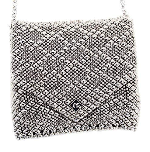 SG Liquid Metal Purse, by Sergio Gutierrez - SG black velvet pouch included - Black suede fabric lining.Chrome PS5-N