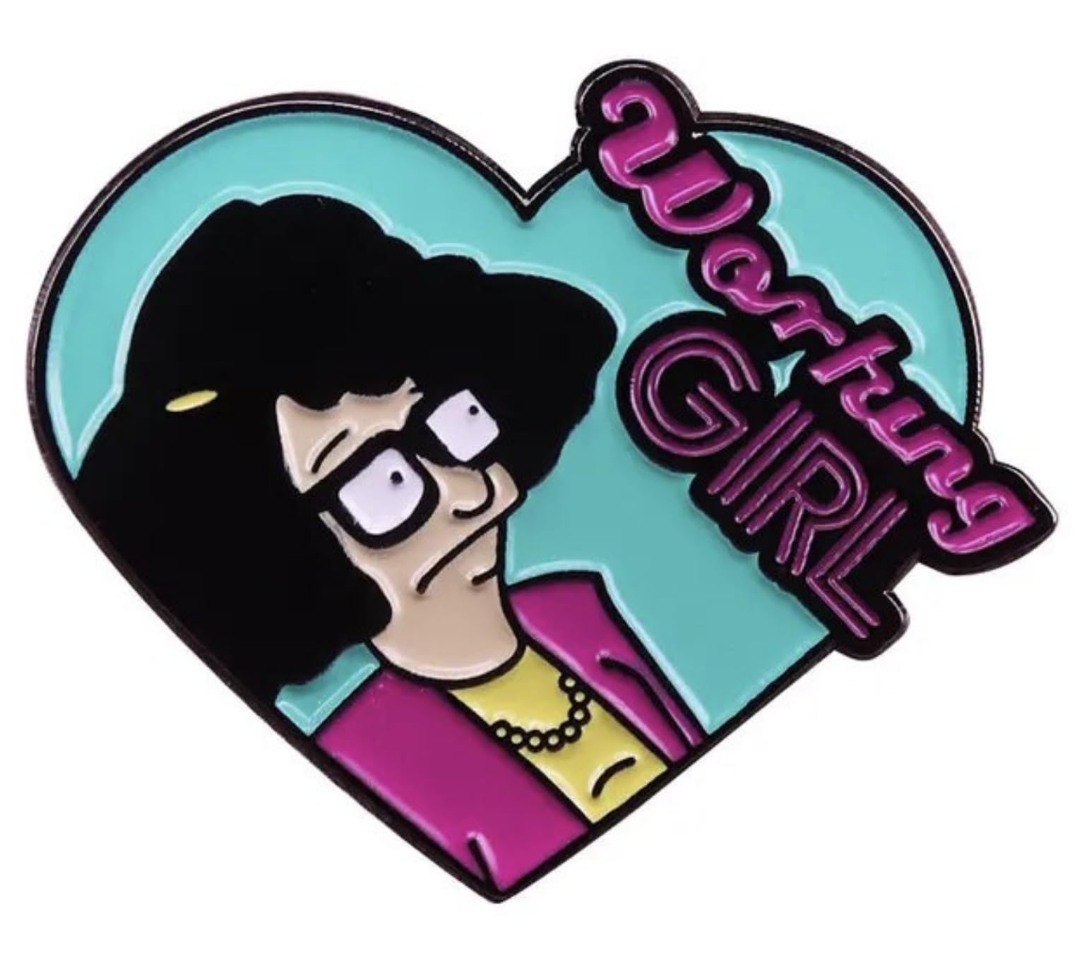 Tina Belcher Working Girl Heart Bob's Burgers Animated Cartoon Comedy TV Show 1.2" Enamel Pin Badge