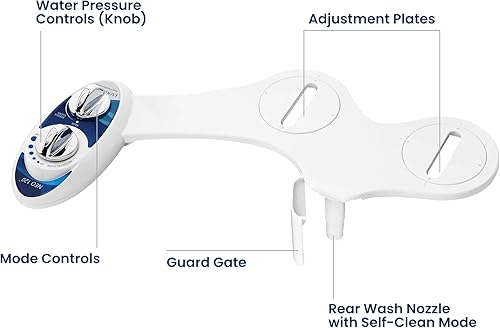 Miniatura 8 de LUXE Bidet NEO 120 - Paquete económico de 2 accesorios de bidé no eléctricos autolimpiantes para asiento de inodoro (azul y blanco)