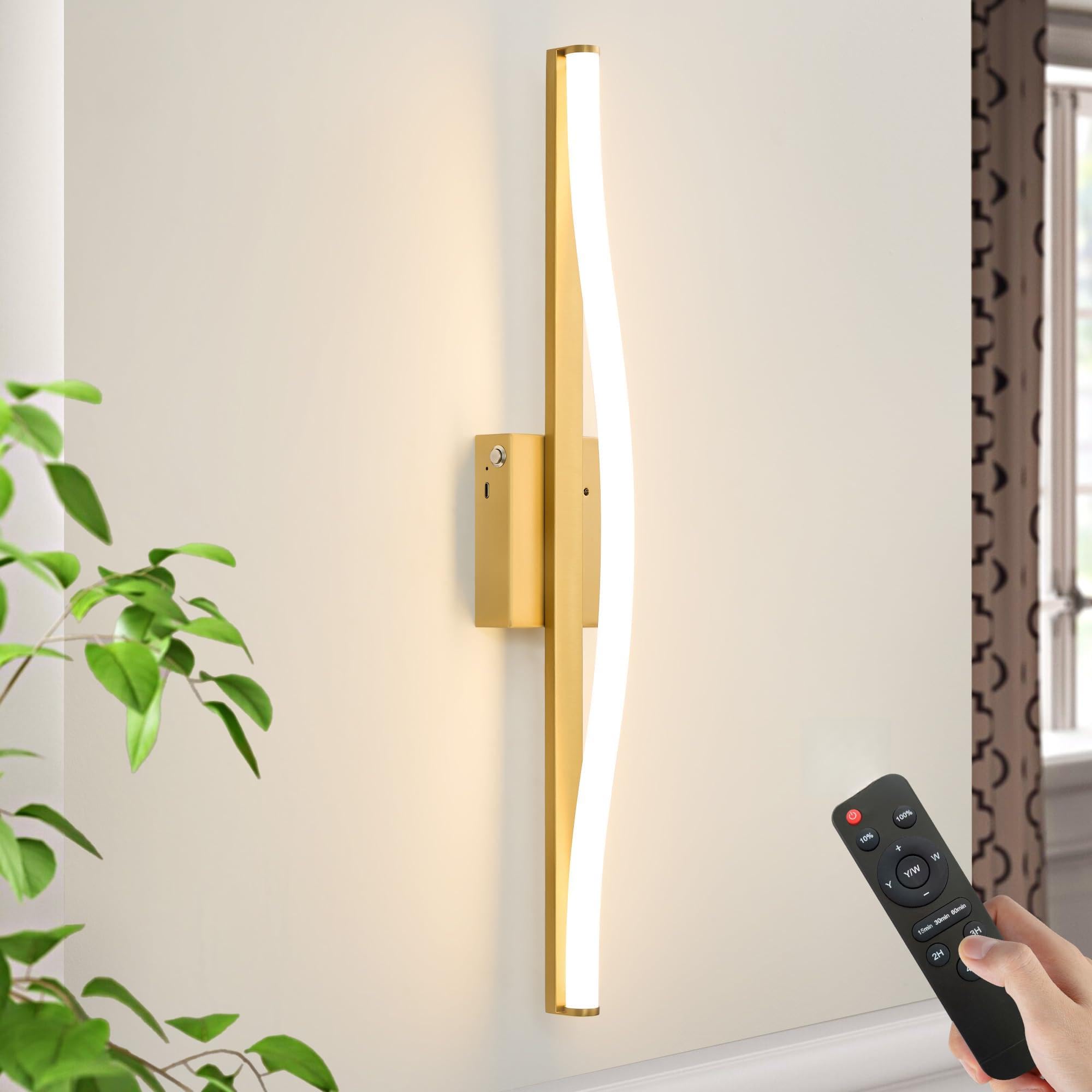 Actask Wandleuchte Kabellos mit Fernbedienung 60CM LED Bildbeleuchtung mit 3 Farbtemperaturen 8000mAh Wiederaufladbar Akku Timer Dimmbar Batteriebetriebene Bilderlampe für Malen Kunstwerke Porträt