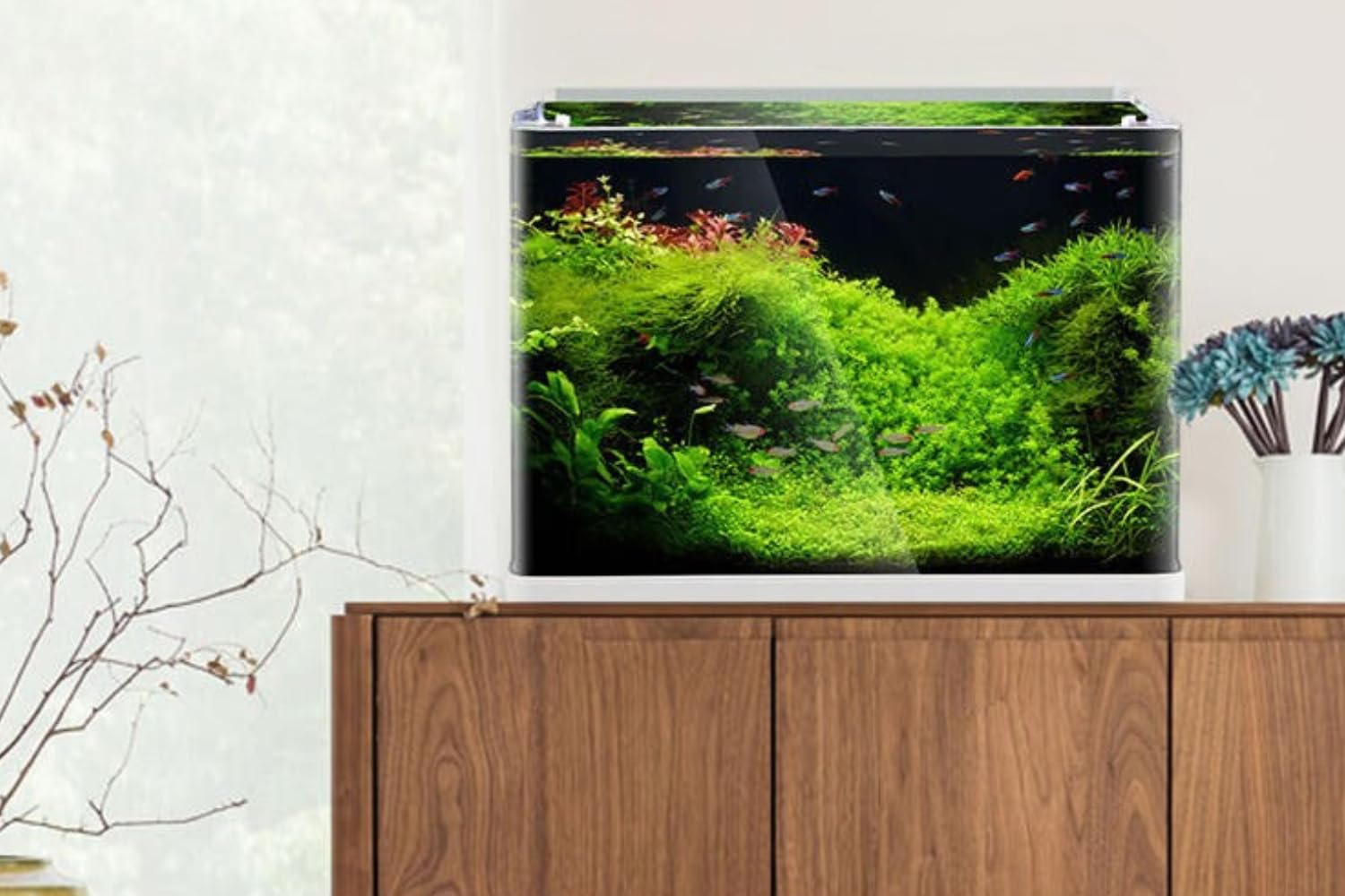 Aquariumline otwarte akwarium ze szkła, ekstra klarowne szkło panoramiczne, 55 l, 60 x 30 x 33,5 cm
