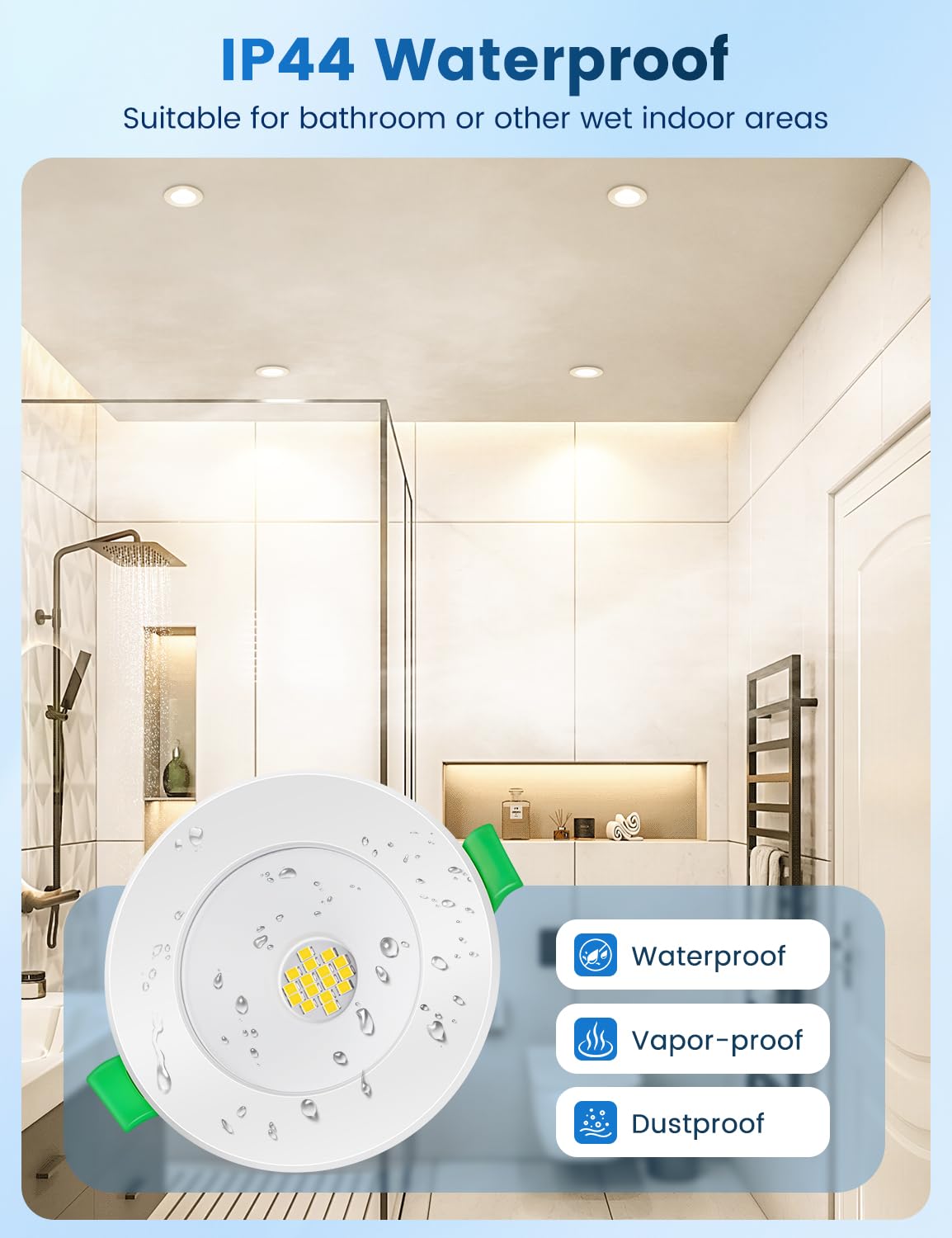 Lot de 6 Spot LED Encastrable Classe B 4000K Blanc Neutre, 5W 800LM Spots de Plafond Encastré Extra Plat 230V IP44 Salle de Bain,Trou Φ 68mm - 80mm, Non Dimmable