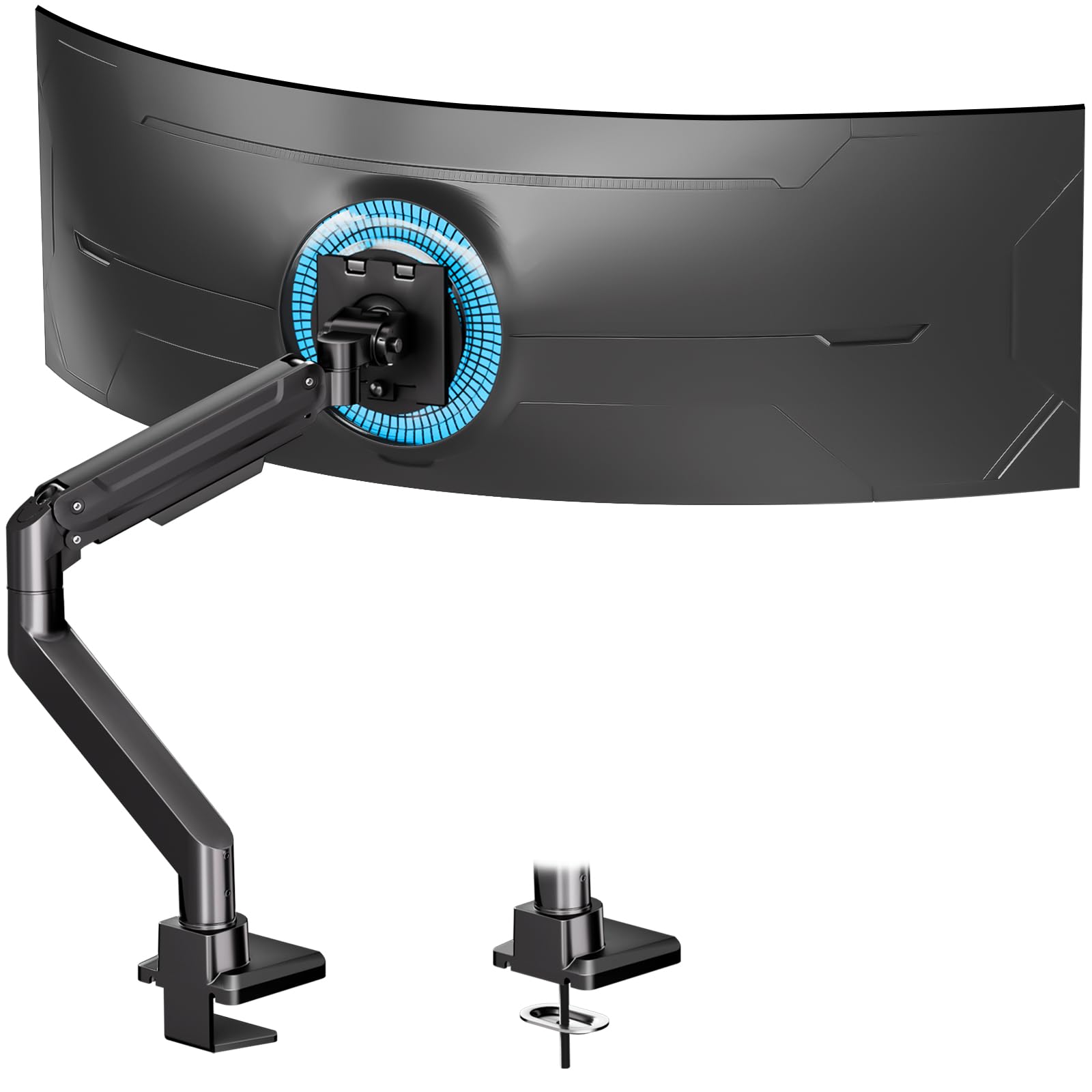 Supporto Monitor 1-Monitor da 17-49 Pollici – Braccio Monitor Ultrawide, Inclinabile, Regolabile in Altezza, Girevole, Portata Max 20KG, VESA 75/100mm, Nero
