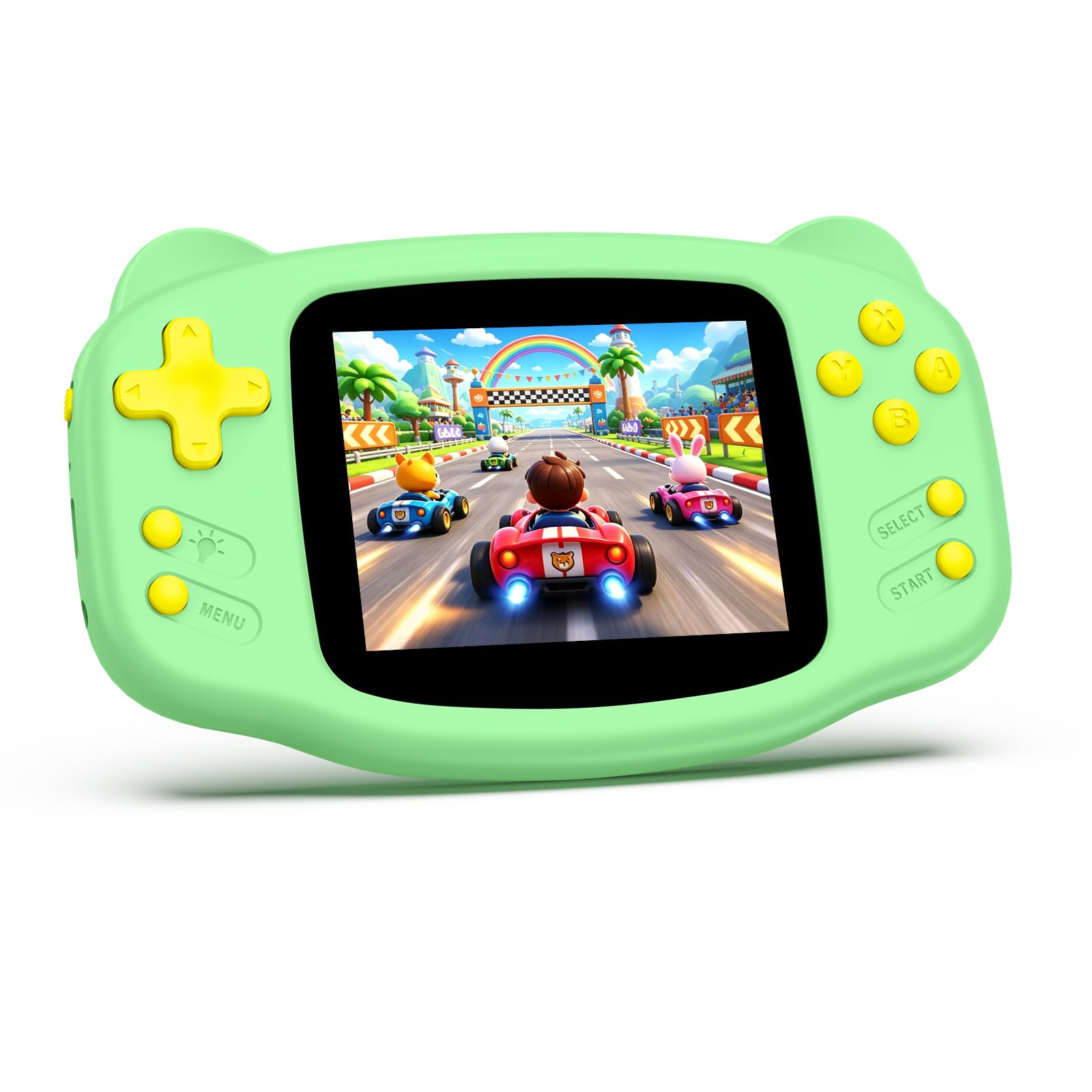 Handheld Game for Kids, 300 Built-in Retro Video Games, 16-Bit Portable Gaming Player with 3.2" HD Screen, Rechargeable Battery, Mini Electronic Travel Toy Gift for Boys & Girls (Green)