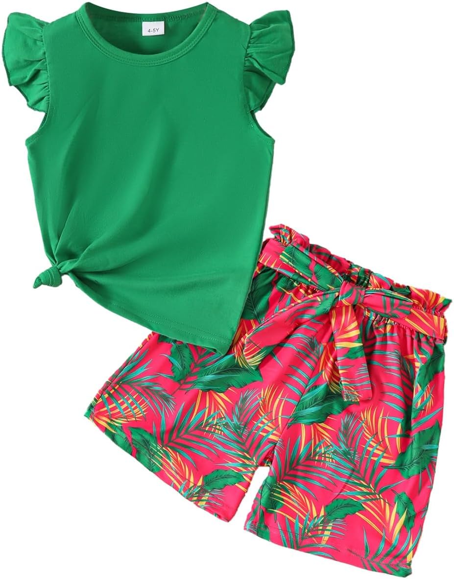 Kids Girl Clothes Heart Print Short Sleeve Top and Shorts Cute Girl Summer Outfits Short Set