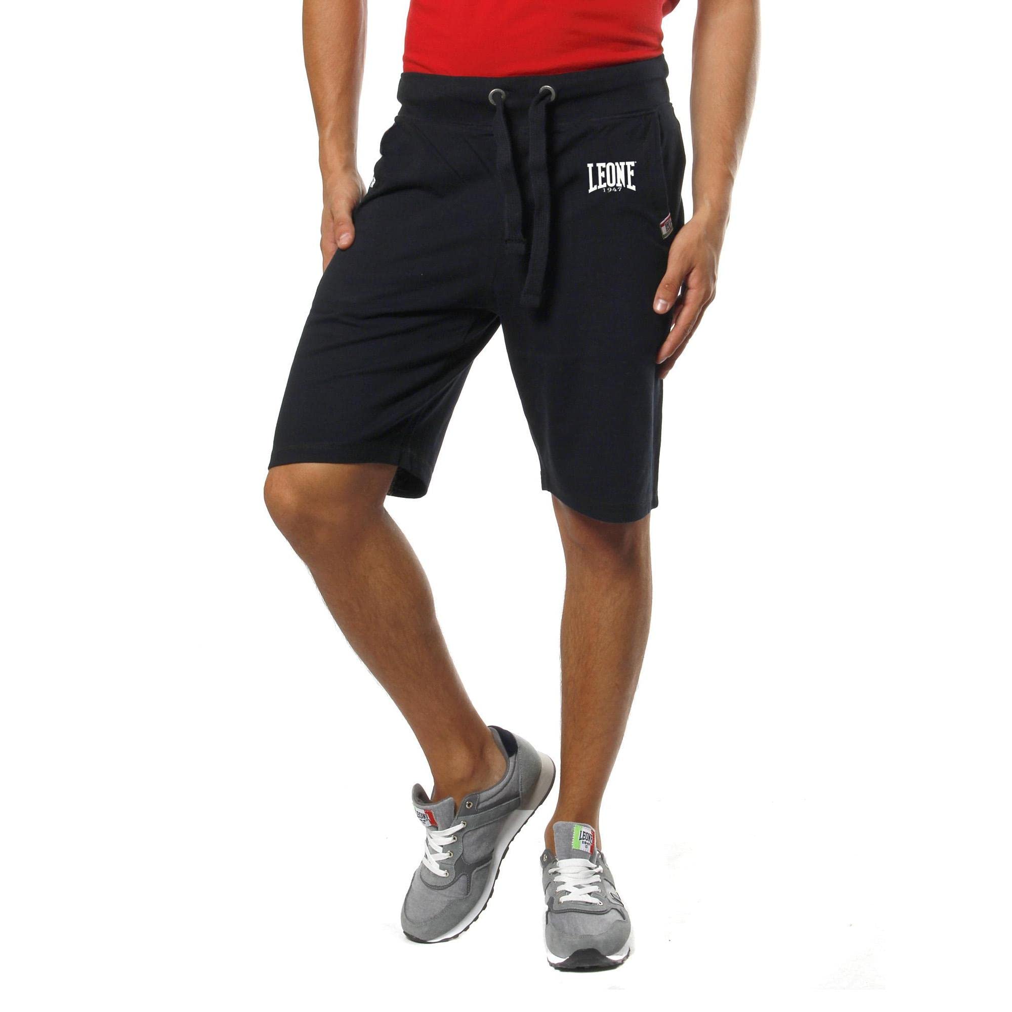 Short Homme Leone 1947 – Molleton Non Brossé, Logo Imprimé, Cordon De Serrage, Sport Et Loisirs