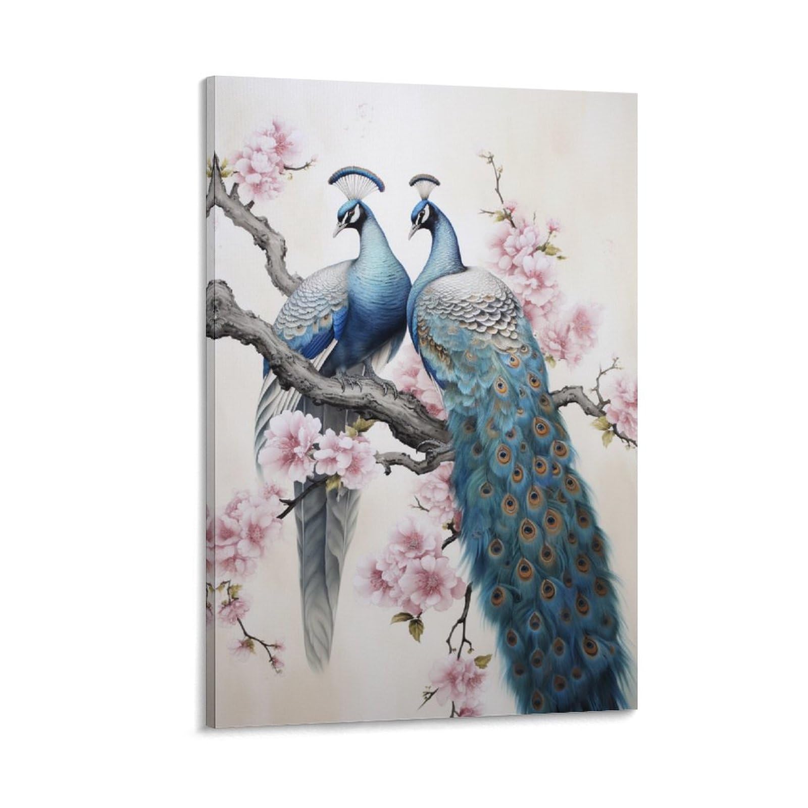 AYAROS Vintage Peacock Canvas Wall Art for Bedroom Natural Flower Birds Rustic Wall Decor Poster for Room Aesthetic Framed 08x12 inch
