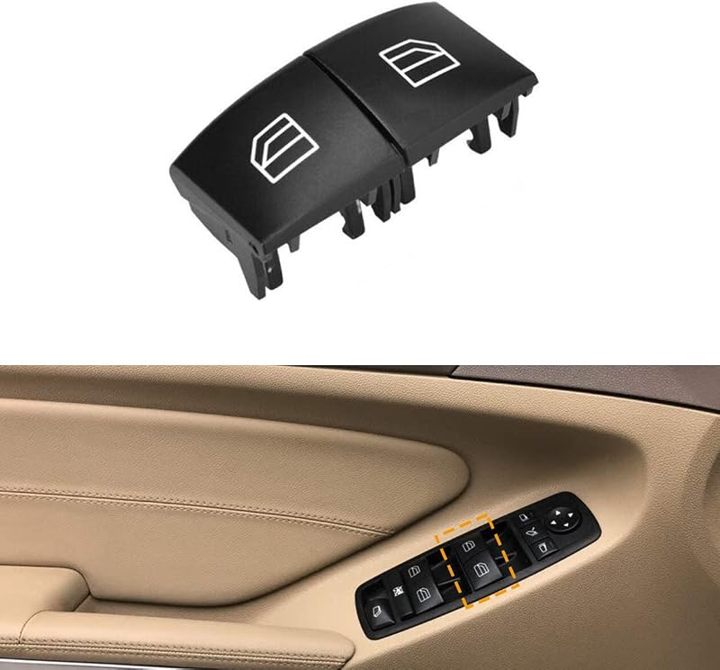 Capa de botão do interruptor do vidro elétrico Moonlinks para Mercedes-Benz W164, X164 e W251 – Par dianteiro
