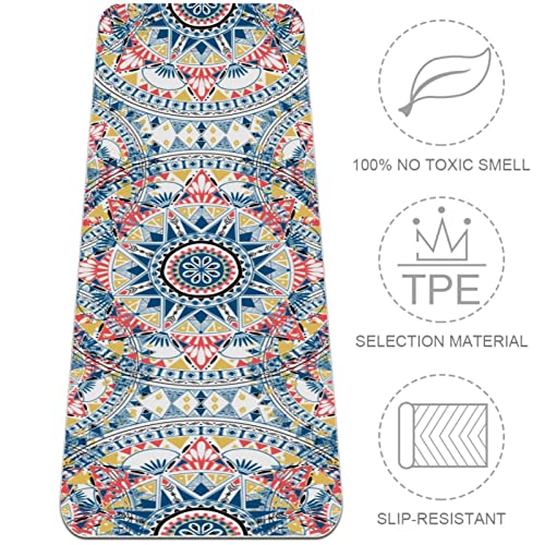 Dragon Sword Multi Color Boho Pattern Premium Thick Yoga Mat Eco Friendly Rubber Health&Fitness Non Slip Mat For All Types Of Exercise Yoga And Pilates (72" X 24" X 6Mm) #TOP2