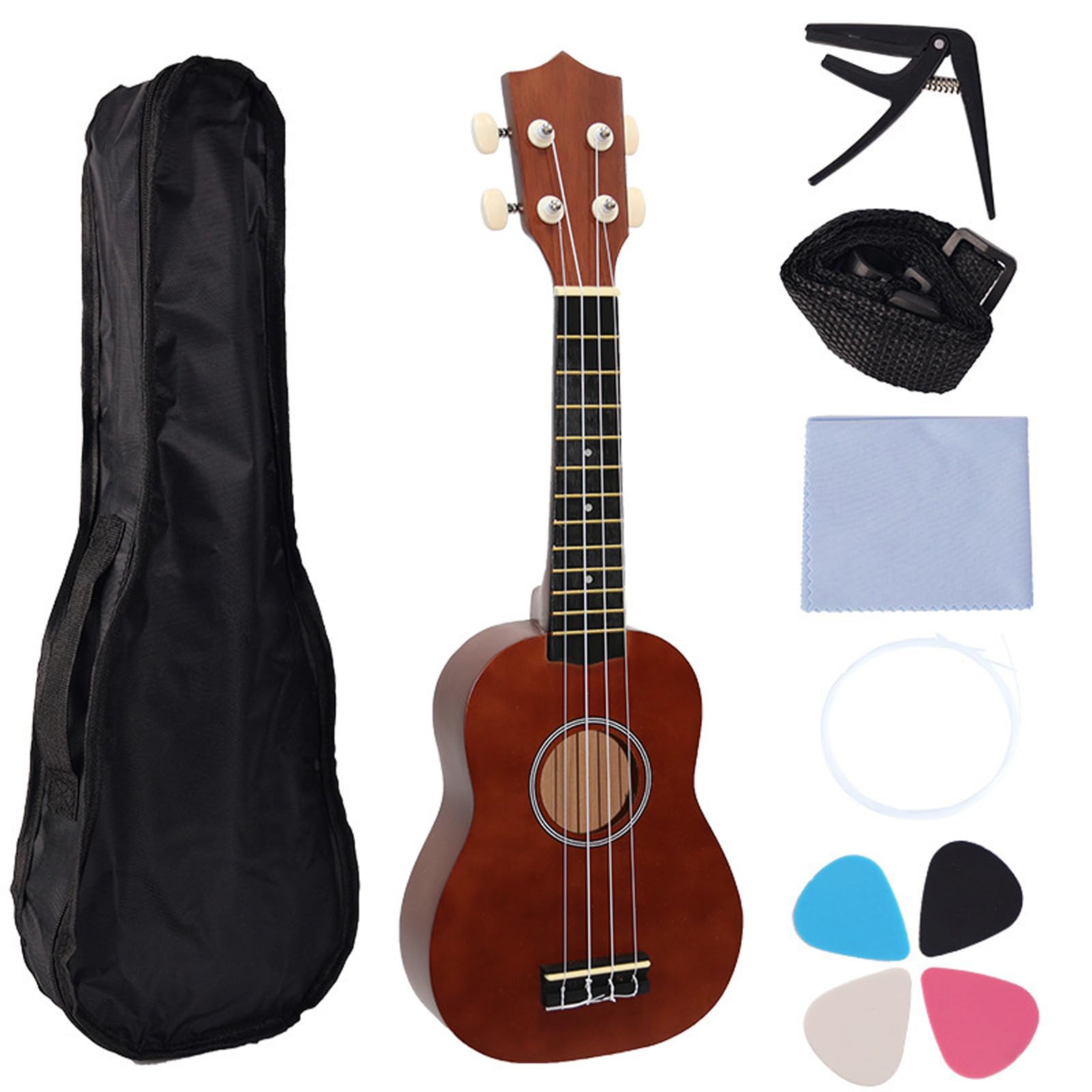 21-Zoll Ukulele Reisegitarre, Spielzubehör, Musikinstrument für angehende Musiker und Reisende, Holz Ukulele
