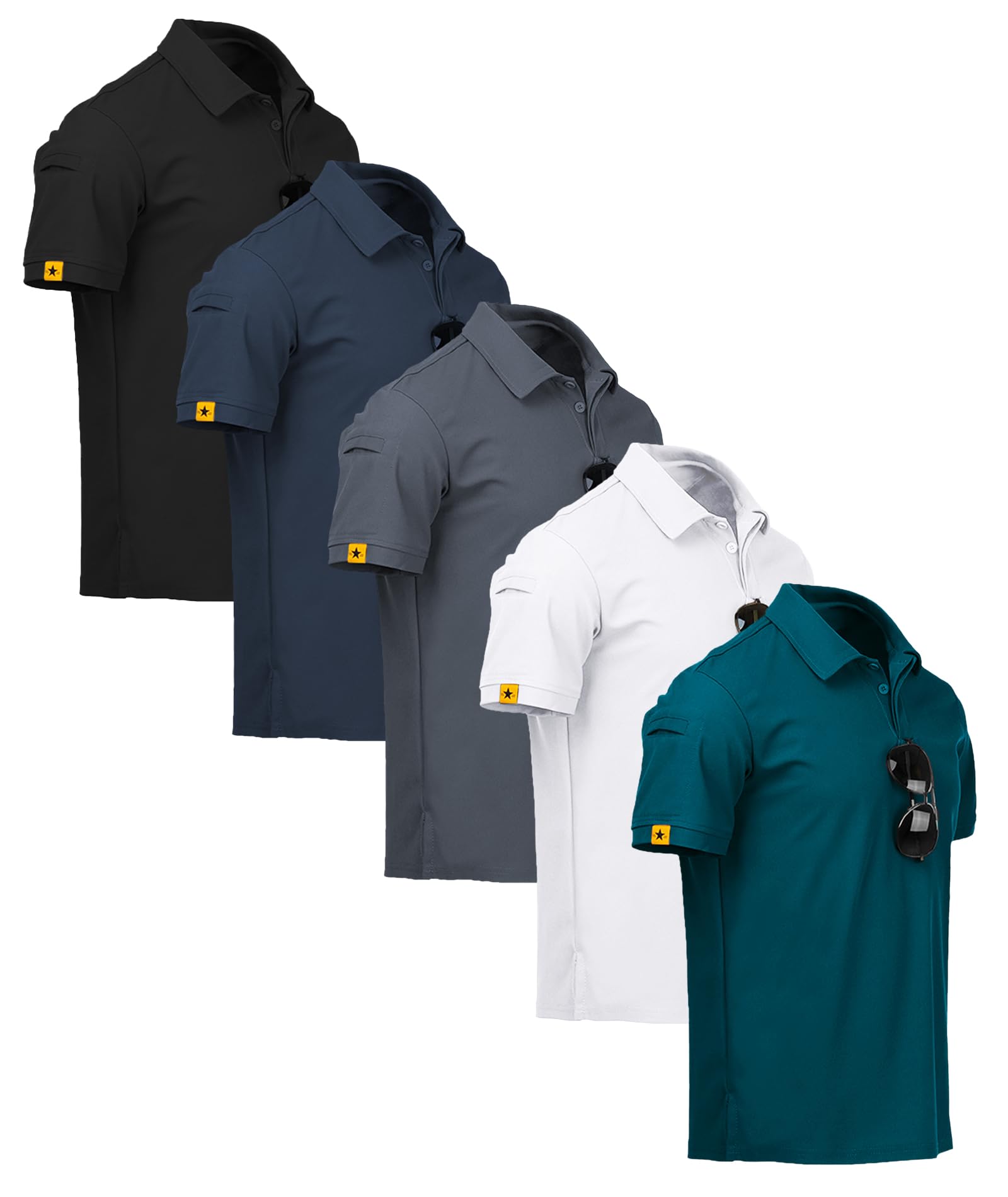 ZITY 5 Pack Polo Uomo Manica Corta Maglietta Traspirante ad Asciugatura Rapida Uomo Polo Estate Camicia Sportiva Camicia da Golf Regular Fit Polo Uomo