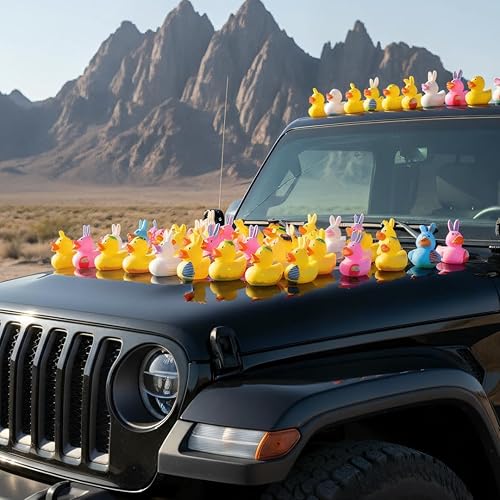 Miniatura 5 de 36 patos de goma de Pascua, accesorios para baby shower, mini patitos de conejo de 2.16 pulgadas, juguetes de baño para niños y niñas, divertidos