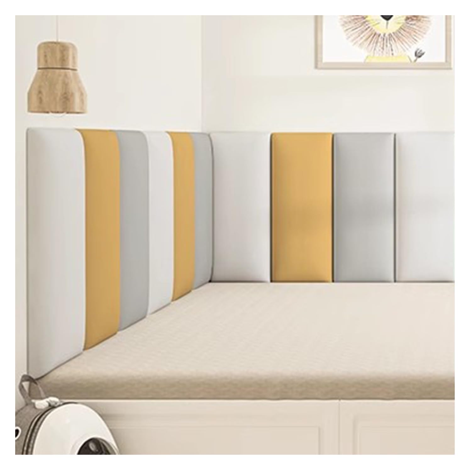 Tête De Lit Autocollante 3D, Anti-Collision Fixé Au Mur Tête De Lit Rembourrée Panneaux Muraux pour Lit Double, Queen Et King(Yellow,120x50cm)