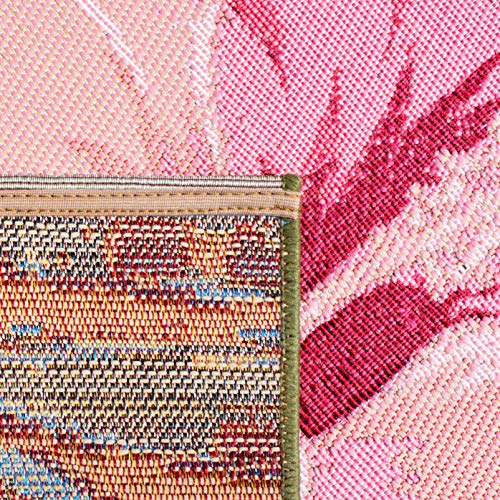 Tapete SAFAVIEH Barbados Outdoor 8x10.5 pies Verde y Rosa miniatura 6