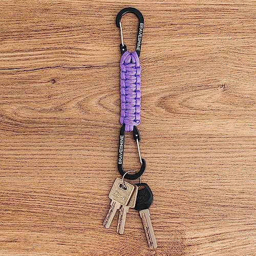Image of BRAVESHINE Paracord Keychain Carabiner Clip, D Ring Lanyard Hanger Stroller Hook for Water Bottle, Key, Backpacks, Men, Women