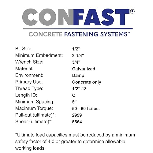 Miniatura 44 de CONFAST Ancla de cuña galvanizada de 1/2" x 7" (caja de 25)