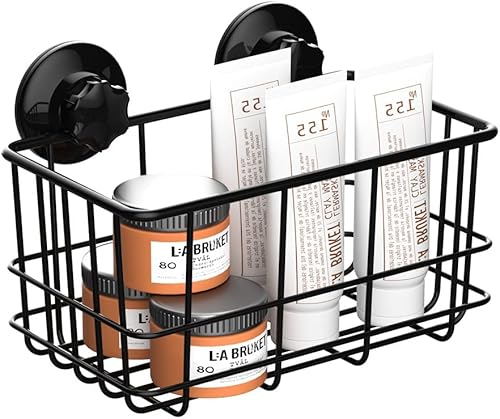 Miniatura 5 de SANNO Cesta de ducha con ventosa para champú, organizador combinado de baño, soporte de acero inoxidable para almacenamiento de baño, color negro
