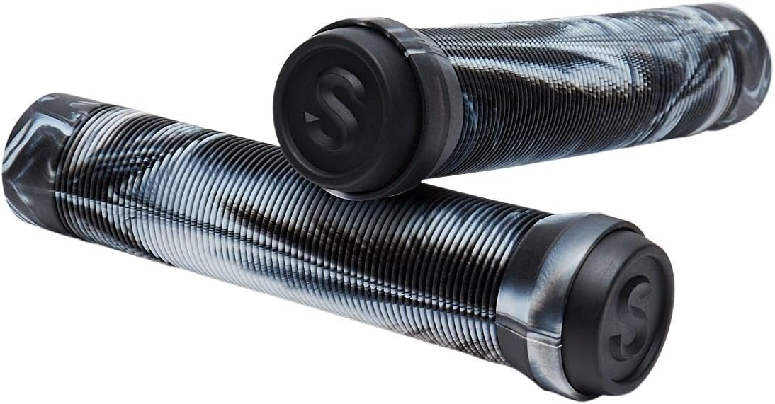 SCT USA Scooter Bar Grips with SCT USA High Rebound Rubber Bar Ends (Black/White Blend)