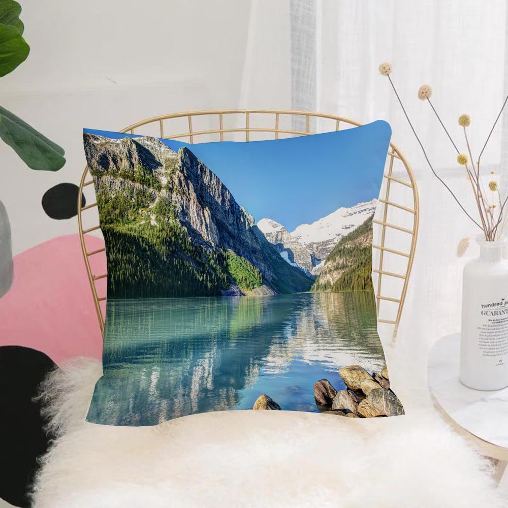 HYOSXW Cushion Cover,Throw Pillow Case Home Decorative for Living Room Bedroom Sofa Chair 16X16 Inch,Lake Louise rocky mountain lake in banff canada,Pillowcase 40X40cm