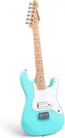 SONICAKE Guitarra elétrica infantil Corpo de madeira maciça de 30 polegadas com captador Humbucker, braço de madeira peça única guitarra júnior QGT-50 (verde)