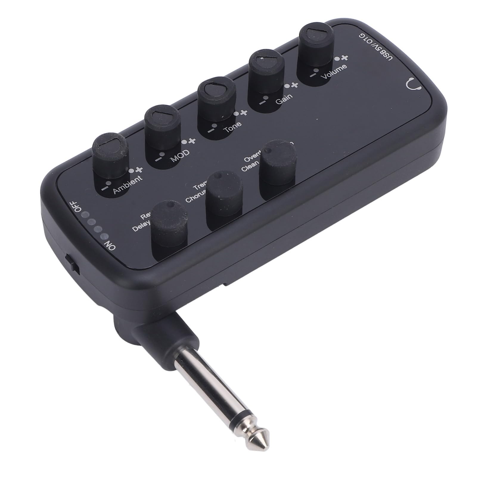 Amplificador de Auriculares para Guitarra Eléctrica Recargable con Distorsión de Sobrecarga, Retardo de Timbre, Efecto de Reverberación, Coro y Trémolo USB