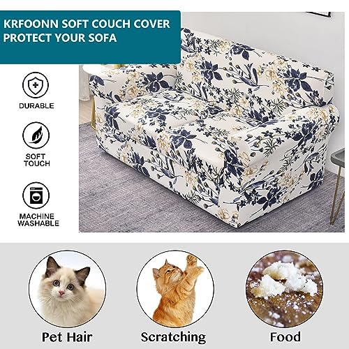 KRFOONN 3 Piece Stretch Sofa Couch Covers for 2 Cushion Couches Printed Sofa Loveseat Slipcover with 2 Separate Seat Cushion Covers Washable Sofa Slip Covers Furniture Protector (Loveseat, 27), Medium - Image 5
