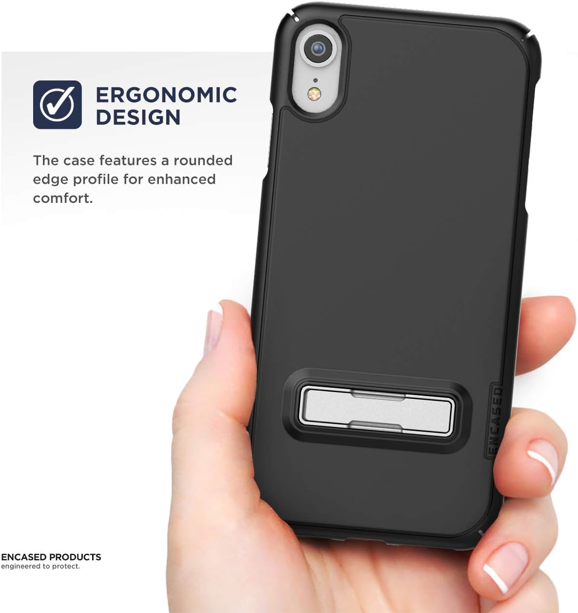 Encased iPhone XR Belt Clip Case with Kickstand (2018) Slimline Series w/Swivel Holster (Black) - Image 2