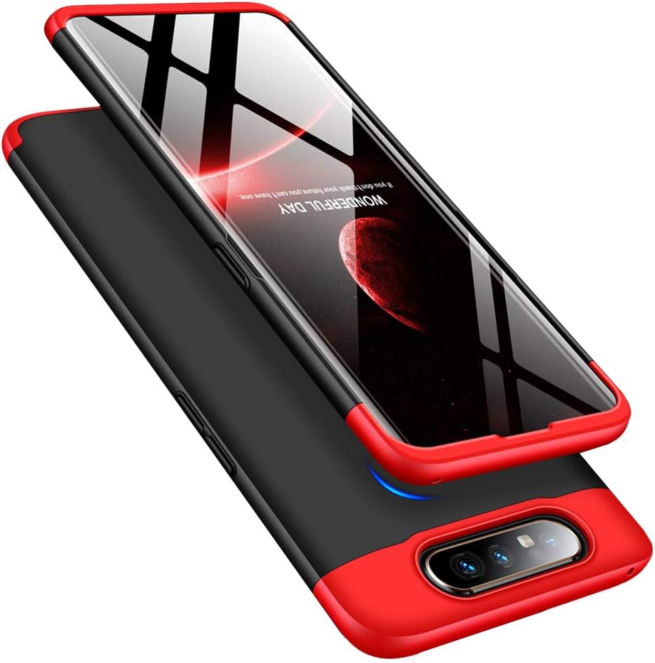 Samsung A80 Case, 3 in 1 Ultra Thin Hard PC Case Premium Slim 360 Degree Full Body Protective Shockproof Cover for Samsung Galaxy A80. 3 in 1- Red + Black