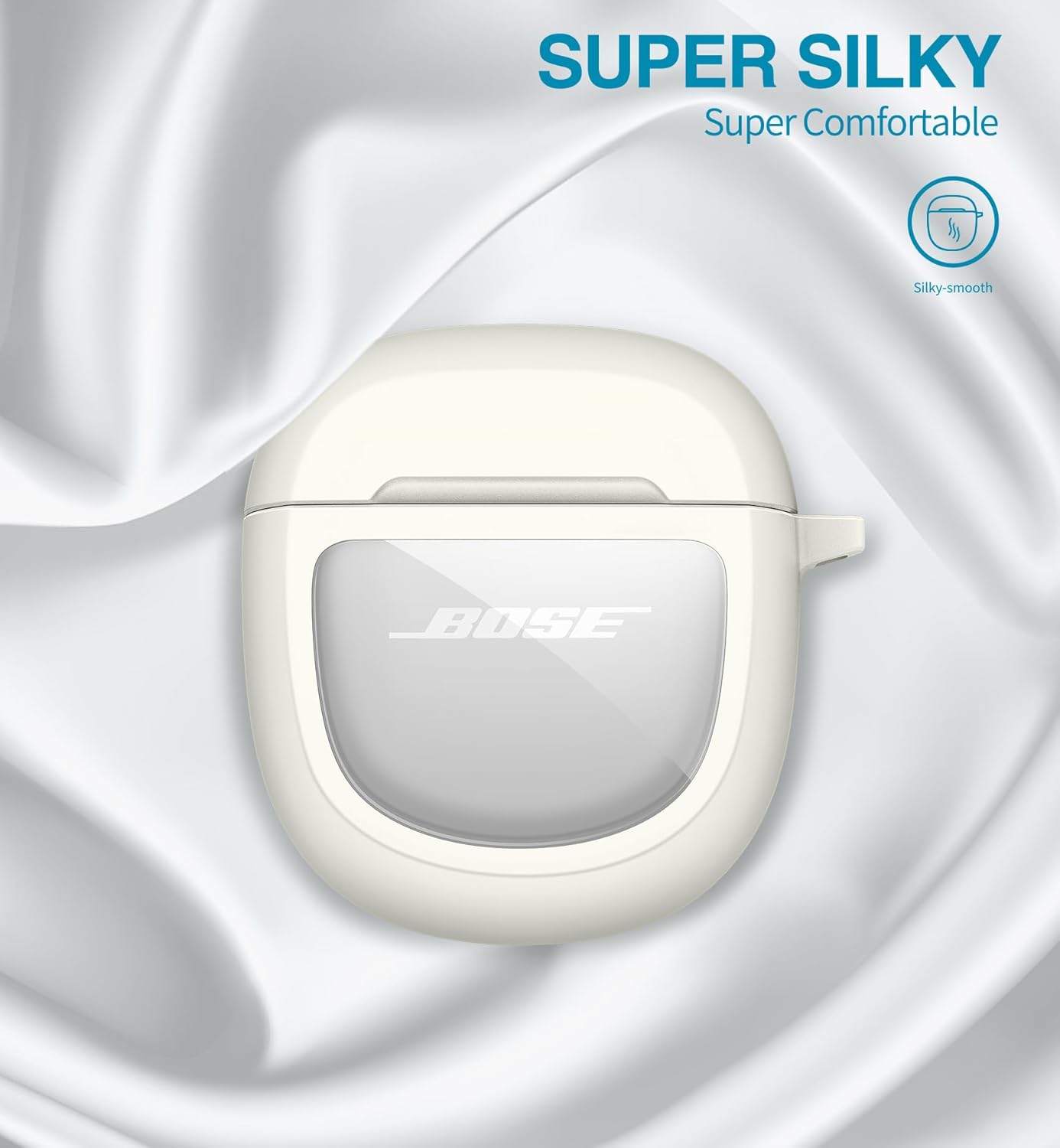 SURITCH Protective Cases for Bose QuietComfort Earbuds II 2022 / QuietComfort Ultra/Ultra Earbuds 2nd Gen, Shockproof Case Cover for Bose QC ii 2 & Ultra Case Accessories with Carabiner, White - Image 4