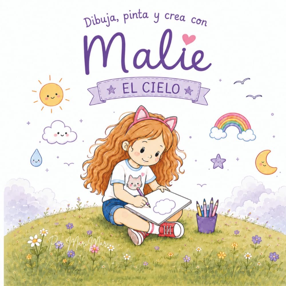 Dibuja, pinta y crea con Malie: el cielo: Dibuja, pinta y crea con Malie: El Cielo: Libro de actividades creativas para niños: aprende a dibujar, ... sol, lluvia, arcoíris, luna y estrellas