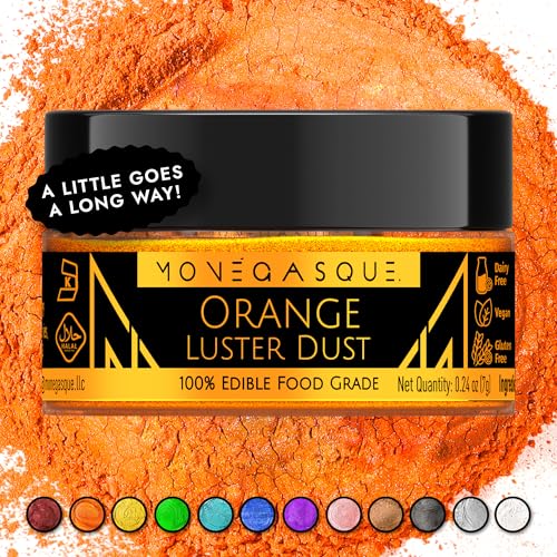 Image of MONEGASQUE Orange Edible Glitter for Drinks & Cakes, Luster Dust, 7g