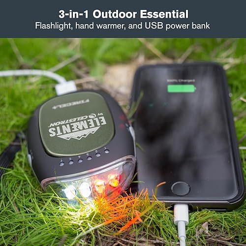 Miniatura 2 de Celestron Elements FireCel Plus - Linterna LED recargable con batería de iones de litio - Herramienta 3 en 1 para exteriores - Calentador de manos