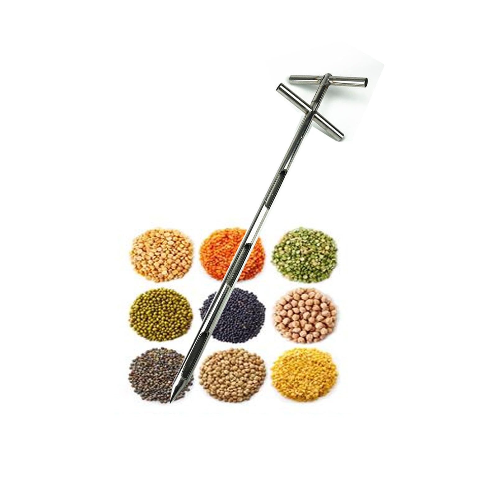 Sonda de grano de acero inoxidable para muestreo de tres zonas en agricultura e investigación