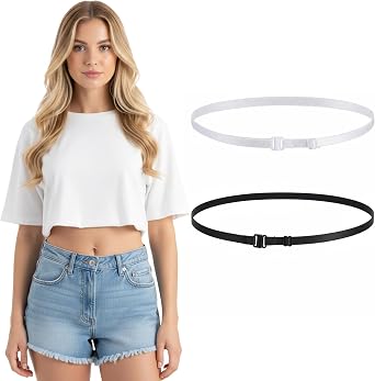 Ouligay 2Pcs Shirt Tuck Band Women Adjustable Tucking Cropping Shirts Sweaters Top Bands Elastic Stretch Belts Change Style of Clothes