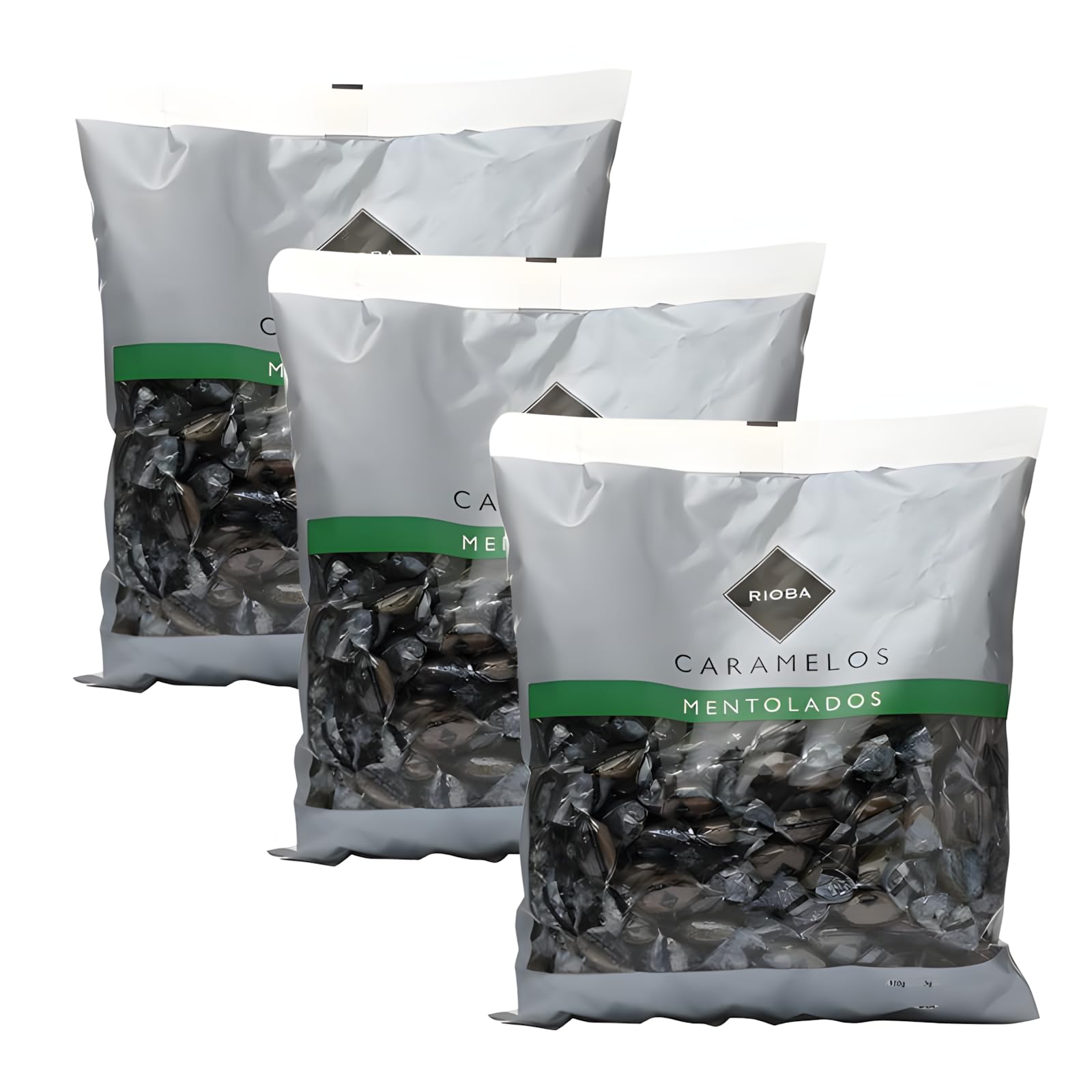 Rioba Surtido de Caramelos - Caramelos Mentol-Regaliz, Ideal para Recepción, Oficinas y Hosteleria, Bolsa de 1 kg (3 BOLSAS 1 Kg., MENTOL REGALIZ)