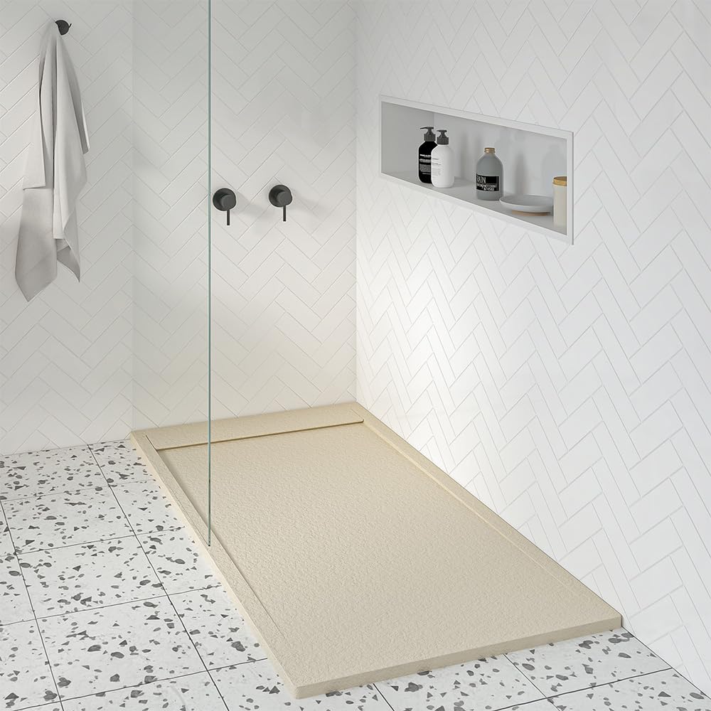 Receveur de douche résine AMUR 80x110 antidérapant et extra-plat couleur crème RAL 1013