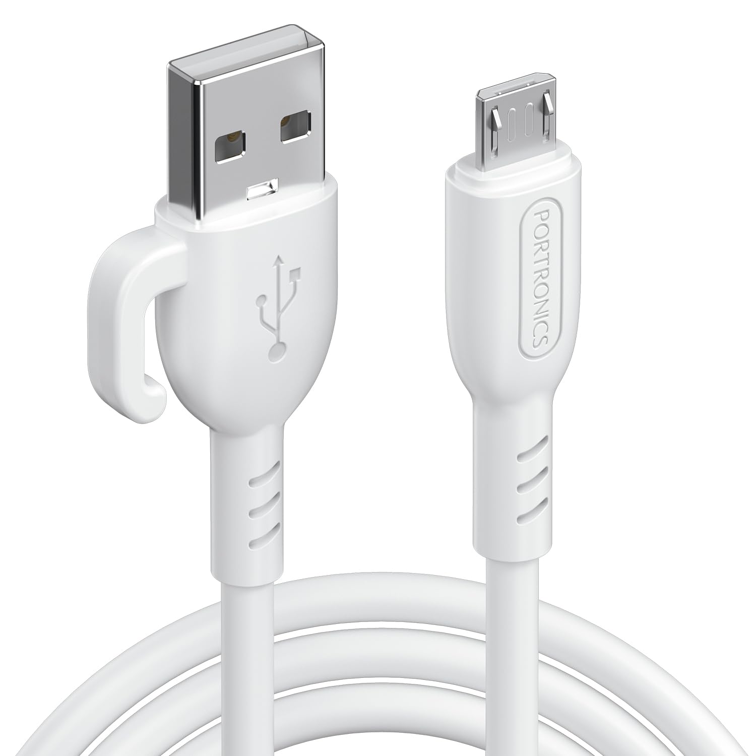 Portronics Konnect Core 3 USB-A to Micro Fast Charging Cable for Smartphones,Tablets, Speakers, Laptops & Other Micro USB Devices,Inbuilt Cable Management Hook,3.0A Max Output,Fast Data Sync(White)-image-7