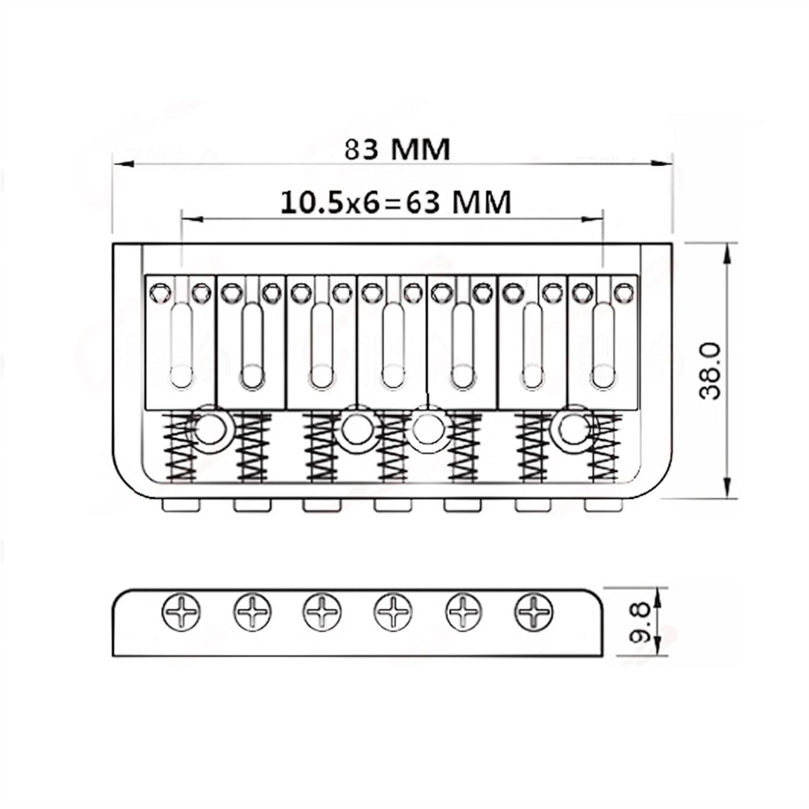 Professionale Ponte per Chitarra Acciaio A 7 Corde Circondato Da Stringer Piatto Per Corde Per Chitarra Elettrica Argento Fisso Piercing Al Corpo Ponte per Chitarra