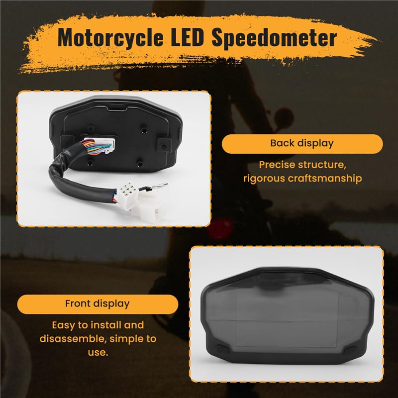 Cuentakilómetros Motocicleta Accesorios para Motocicletas, velocímetro LED, odómetro Digital ABS, Conjunto de indicador Combustible, Panel Instrumentos, para Cilindros 1, 2 y 4