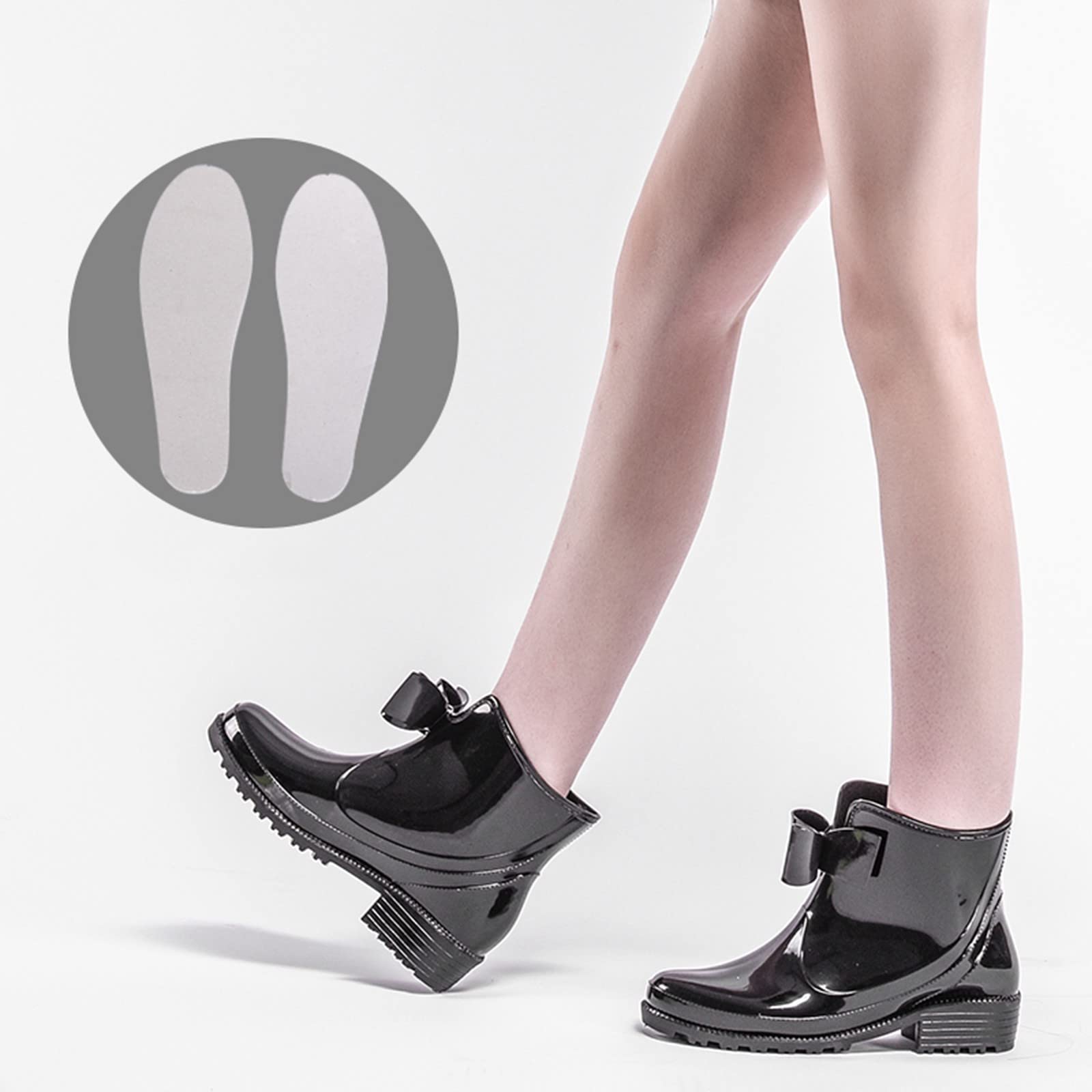 Generisch Bottes en caoutchouc tendance pour femme - Courtes - Imperméables - Antidérapantes - Avec nœud plat en plastique - Polyvalentes - Confortables - Élégantes - Courtes - Chaussures de pluie
