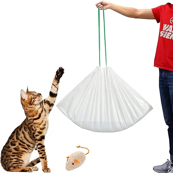 20 Count Jumbo Cat litter Box Liners, 46" x 19" Extra Large Heavy Duty Litter Pan Liner Bags with Drawstring for Pet Cat Litter Tray (Unscented)