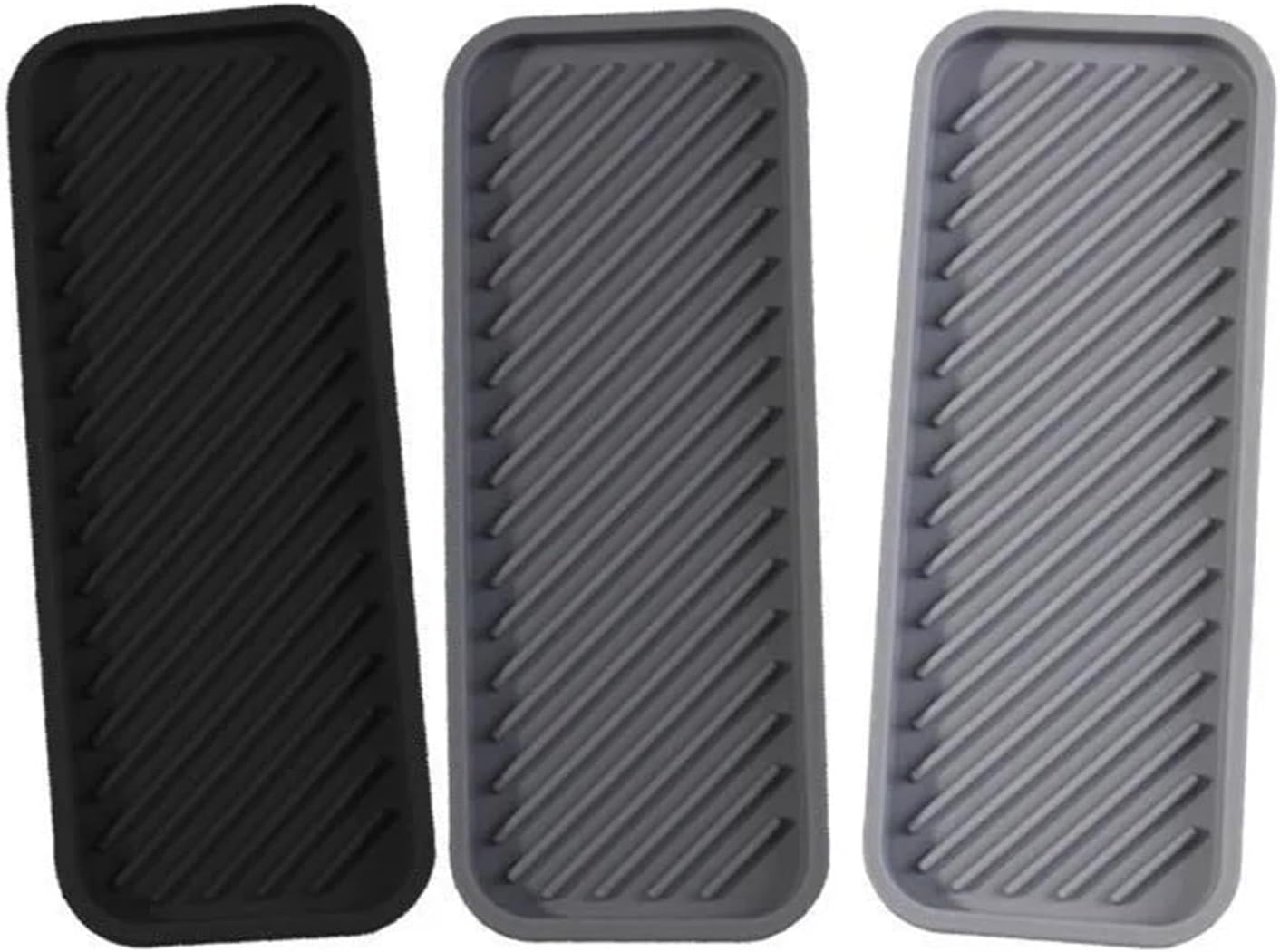 22.8 * 9cm Kitchen Silicone Sink Holder Soap Dispenser Countertop Tray Bathroom Shower Shampoo Bottle Storage Tray Draining Pad(White S)