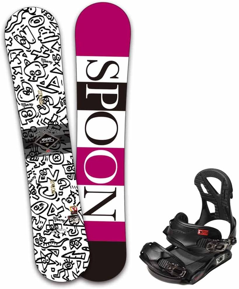 スノーボード 板 メンズ レディース 2点 セット スノボー ビンディング Spoon スプーン 初心者 Memory 速くおよび自由な ボード キャンバー かっこいい お洒落 簡単 白 グラトリ